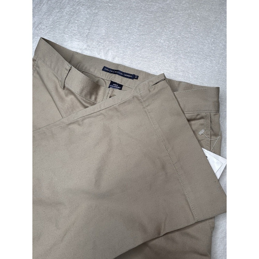 Lauren Ralph‎ Sport Womens Size 12 Tan Khaki Cropped Cotton Wide Leg Pants New